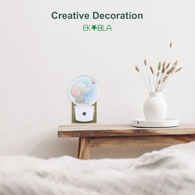 EKOBLA Watercolor Elephant Night Light Cute Little Elephant Play Butterfly - Image 2