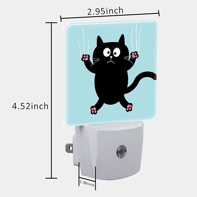 Cartoon Black Cat Claw Scratch Glass Night Light - Image 5