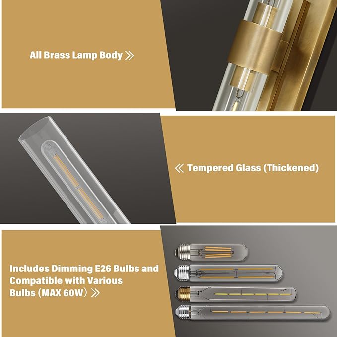 Gold 22.8" Sconces Wall Lighting, Bathroom Vanity Lights Fixtures - Image 5