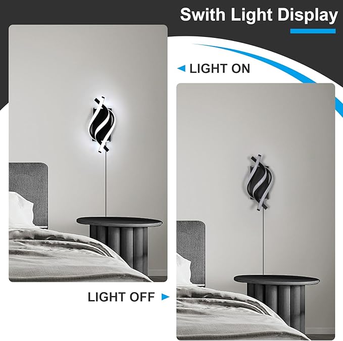 DELIPOP Modern Wall Sconces, 6500K Plug in Spiral LED Wall Sconce, 21W LED Wall - Image 4