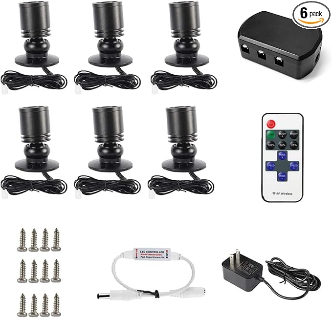 DEDC 6pcs LED Mini Spot Light, 3000K Under Cabinet Lights, Mini Spotlights by DEDC