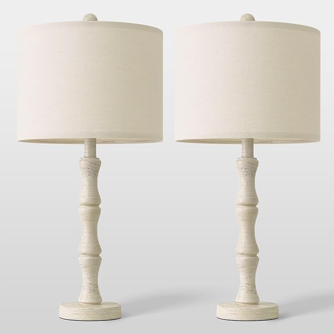 BOBOMOMO 25" Farmhouse Bedside Lamps Set of 2, Vintage Nightstand Lamps - Image 6