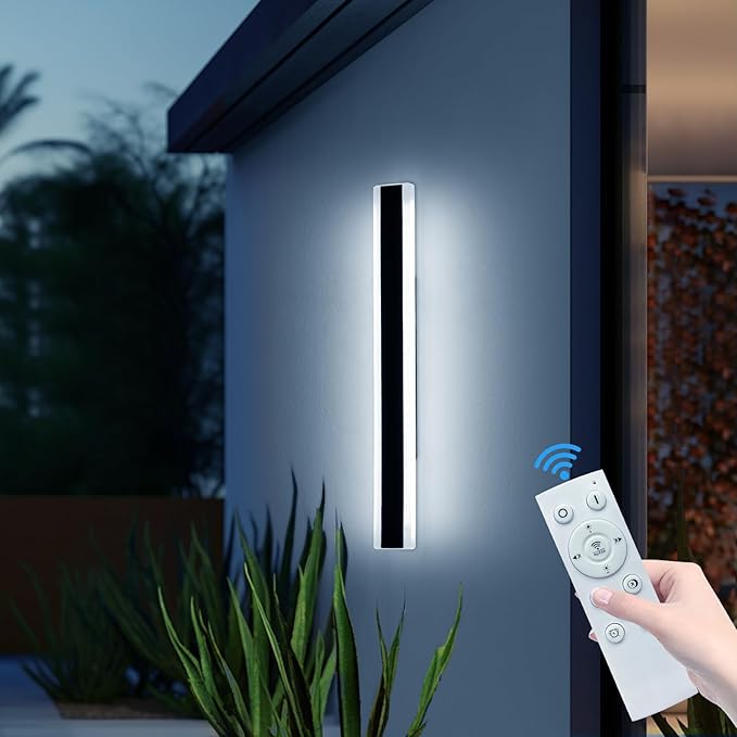Outdoor Wall Light Fixture, 31.4inch Black Modern Linear Exterior Sconce - Image 6
