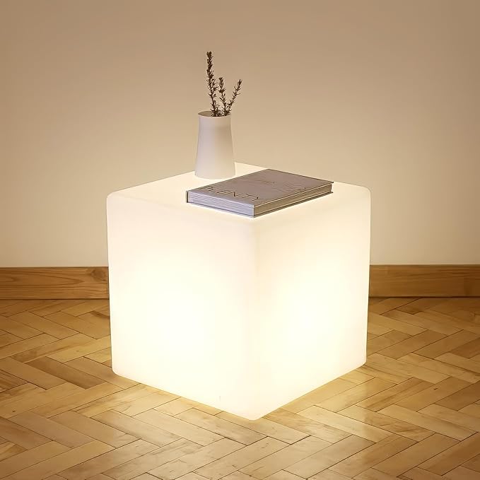 Mr.Go 14-Inch Color Changing LED Cube Light Stool, Glow Cube Seat by MRGO