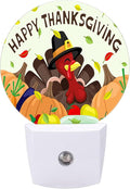 Round LED Night Light, Pumpkin Thanksgiving Happy LED Night Light Plug into Wall by Unknown