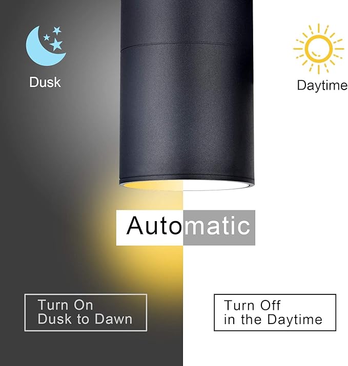 Up Dawn Outdoor Lights Exterior Wall Light Fixture Cylinder 3000K, Modern Black - Image 2