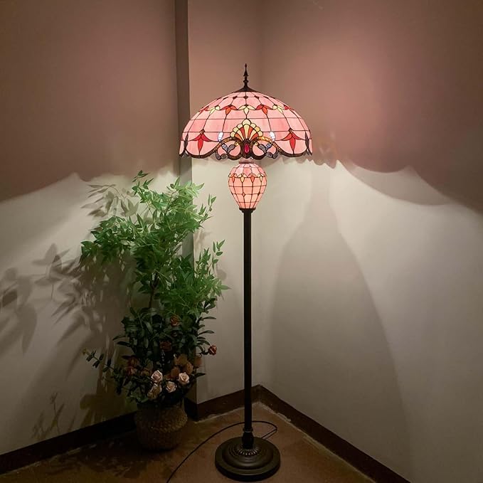Bieye L10897 Baroque Tiffany Style Stained Glass Double Lit Floor Lamp - Image 2