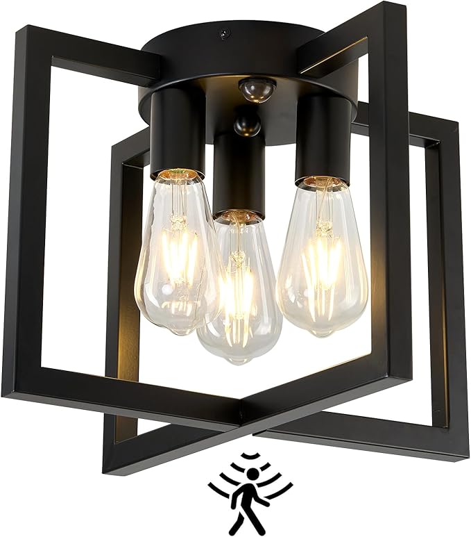 ZGLAOJT Motion Sensor Ceiling Light Fixture 3-Lights Semi Flush Mount Ceiling by ZGLAOJT