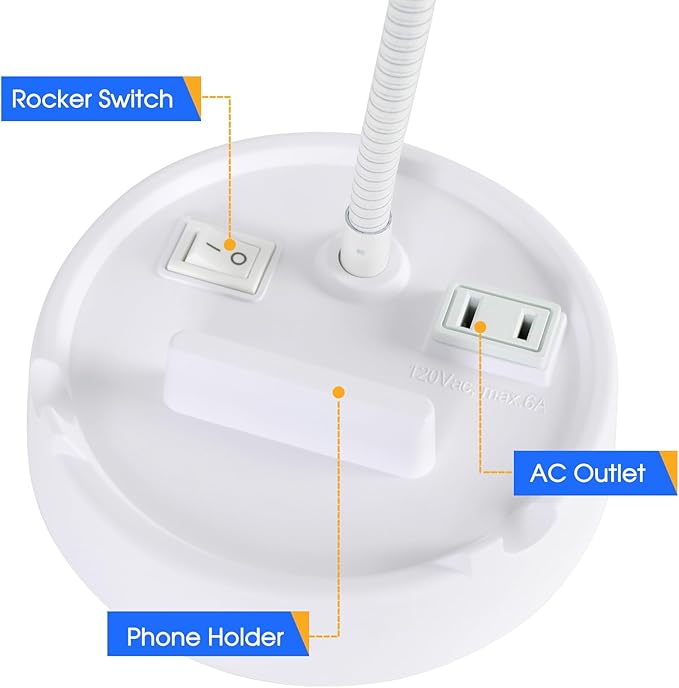 Energetic LED Desk Lamp with Phone Holder, Table Lamp with AC Outlet, - Image 2