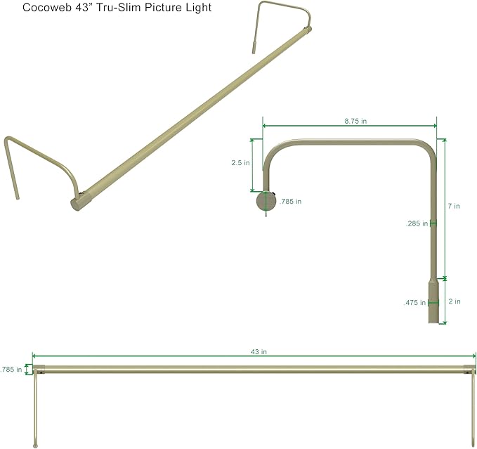 Cocoweb 43 Inch Tru-Slim Antique Brass Picture Light - Image 2