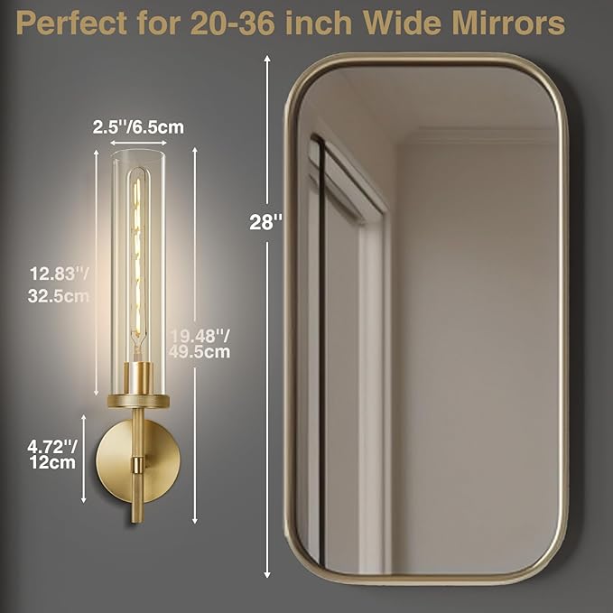 Antique Gold Wall Sconce 19.48" Modern Luxe Wall Lighting - Image 2