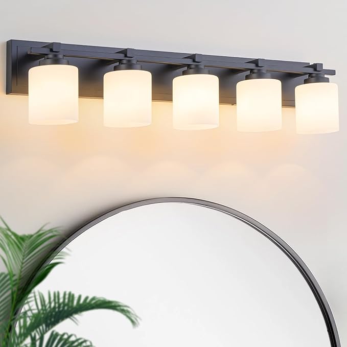 5 Light Modern Bathroom Light Fixtures Over Mirror, E26 Socket by BRKNIT
