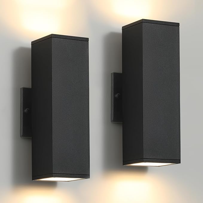 tewei LED Square Up and Down Lights Outdoor Wall Lights, Matte Black Exterior by TeweiBrand
