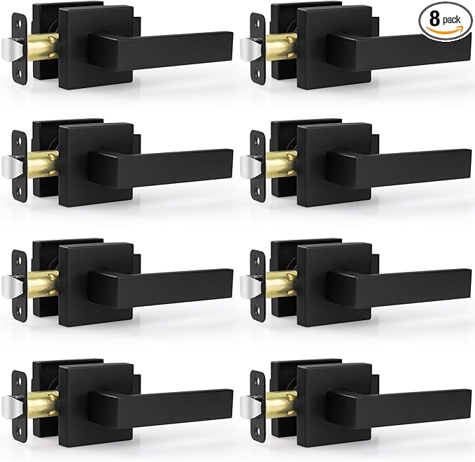 Estmoon 8 Pack Passage Door Handles Matte Black Door Levers, Interior Door by ESTMOON