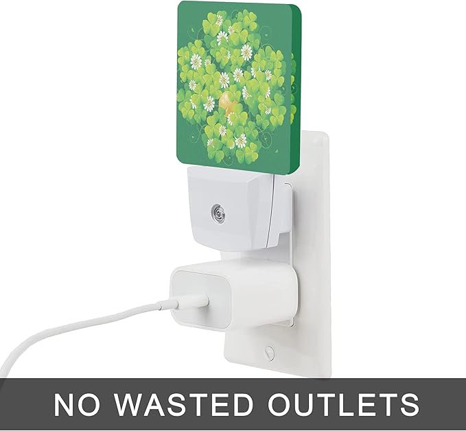 St Patrick's Day Night Light, Happy Green Clover Night Lights Plug into Wall - Image 4