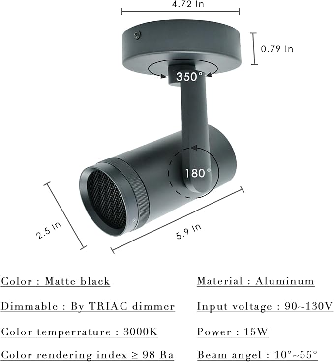 15W LED Dimmable and Zoomable Ceiling Spotlight - Image 5