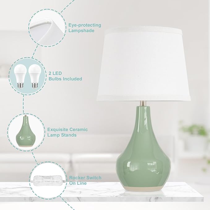Seealle Modern Green Table Lamps Set of 2 - Image 5