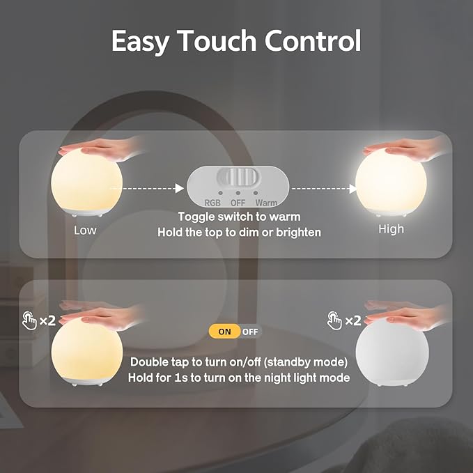 Baby Night Light, Rechargeable Touch Control Night Light - Image 7