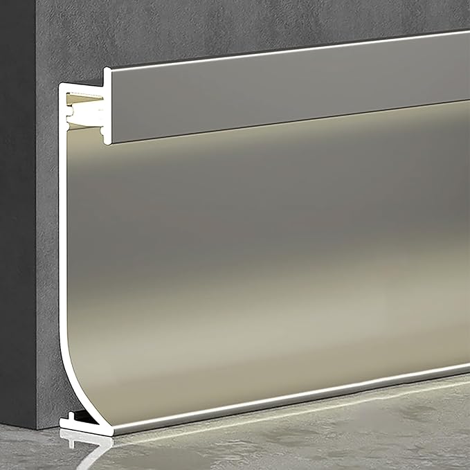 LED Aluminium Metal Baseboard Trim, Matte Champagne 20Pcs 65mm x 1200mm 2.56" x by Bopaodao