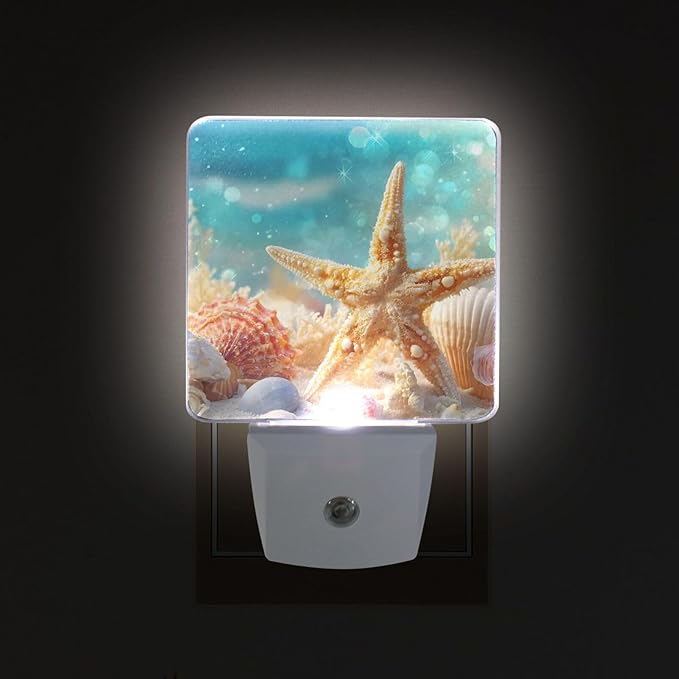Seashell Starfish Night Light LED Plug in Nightlight Light Sensor Dusk to Dawn - Image 2