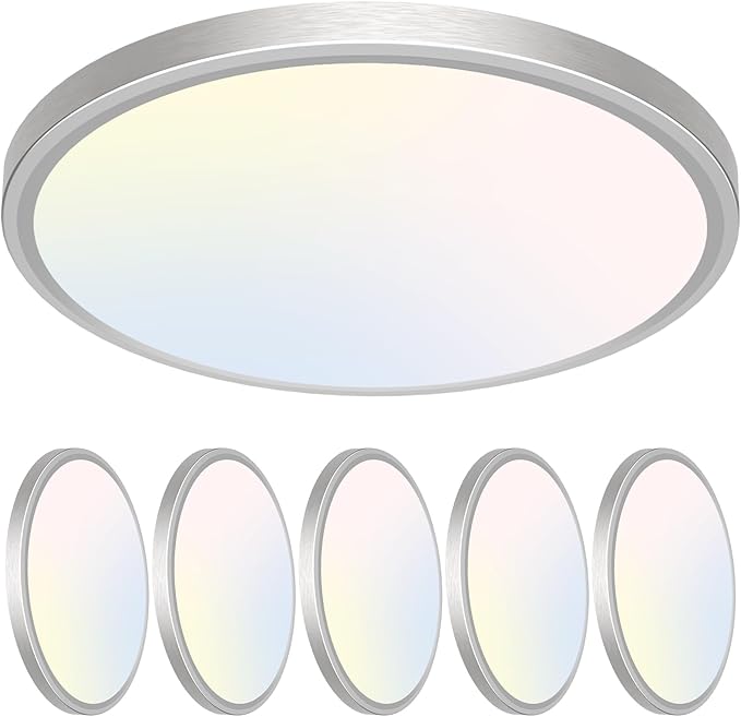Libtit 7 Inch Nickel Brushed Flush Mount Ceiling Light, 6 Pack, by Libtit