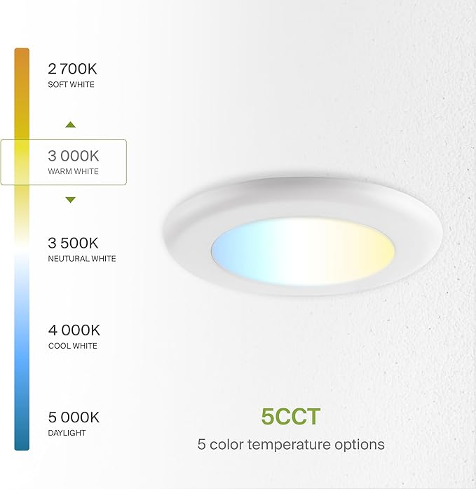 ASD 1 Pack LED Disk Lights 4 Inch, 10W 5CCT 2700K-5000K 685LM CRI90+, Dimmable - Image 6