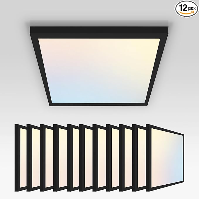 ASD LED 12" Square Flush Mount Ceiling Light Fixture, Low Profile Surface by ASDLightingCorporation