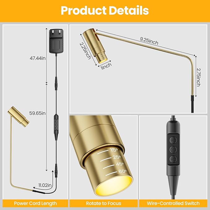 Zoomable Picture Light Spotlight, Plug in LED Picture Lights - Image 6