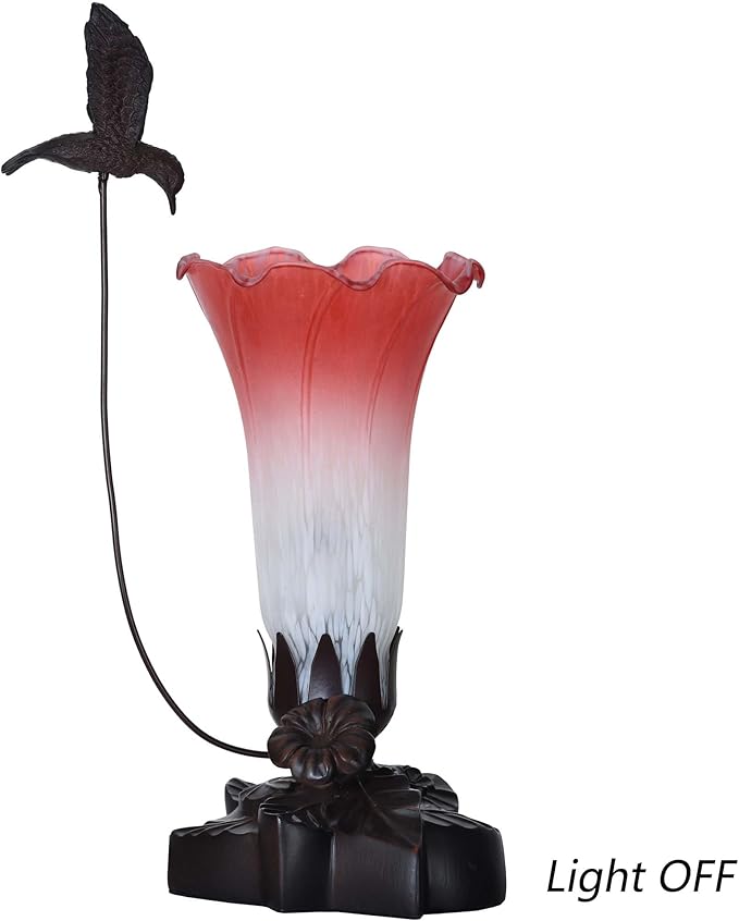 Bieye LL06 Hummingbird Flying Over Lily Flower Blown Glass Table Lamp - Image 4
