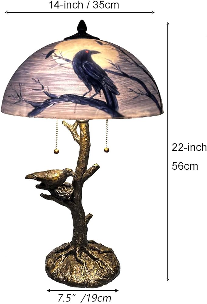 Bieye L10945 Ravens Sitting on Bare Tree Branch Against Full Moon Hand-Painted - Image 6