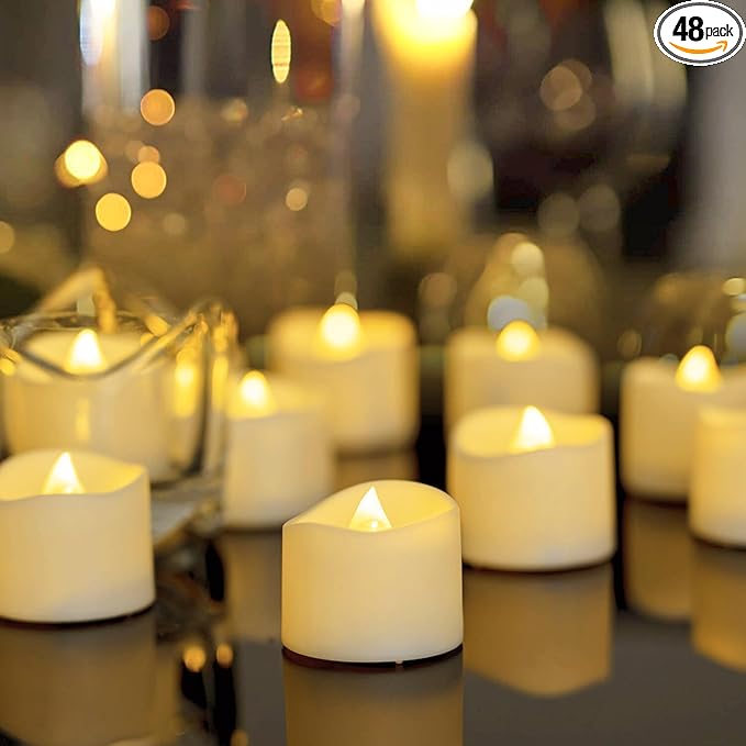Homemory 48-Pack Novelty Flickering Flameless Tea Lights Candles, 200+Hours by Homemory