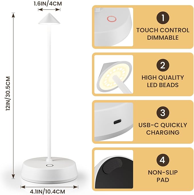 Cordless Table Lamps Rechargeable, 6000mAh LED Battery Operated Desk Lamp - Image 6