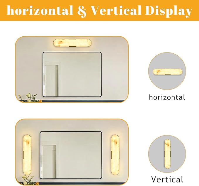 20“Natural Marble Wall Sconces Gold Alabaster Wall Sconce Vintage Bathroom - Image 6