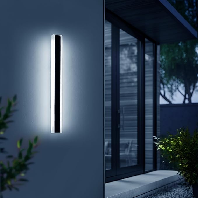 Outdoor Wall Light Fixture, 31.4inch Black Modern Linear Exterior Sconce by Daoseolo
