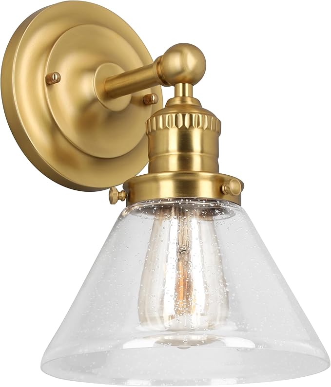 Design House Augustin Wall Sconce, Seeded Glass Warm Glow, Up/Down Glow by DesignHouse