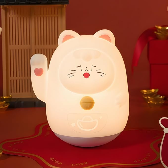 Cute Cat Night Light for Kids, LED Nursery Lamp Dimmable & Rechargeable by AuroraNiteBeam