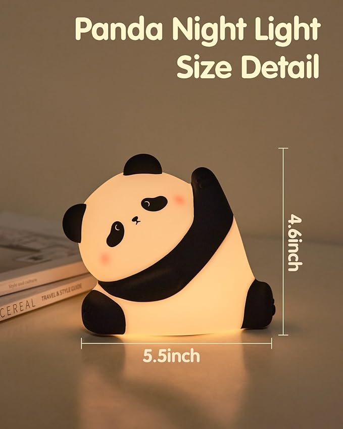 Panda Night Light, Rechargeable 3 Level Dimmable LED Squishy Nursery Nightlight - Image 6