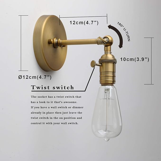 PERMO Industrial Mini Single Sconce Adjustable Simple Metal Wall Sconces Wall - Image 2