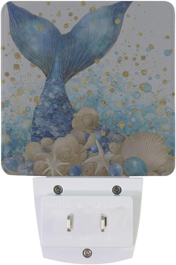 Glitter Mermaid Tail Night Light Ocean Theme Plug in LED Nightlight Light - Image 4