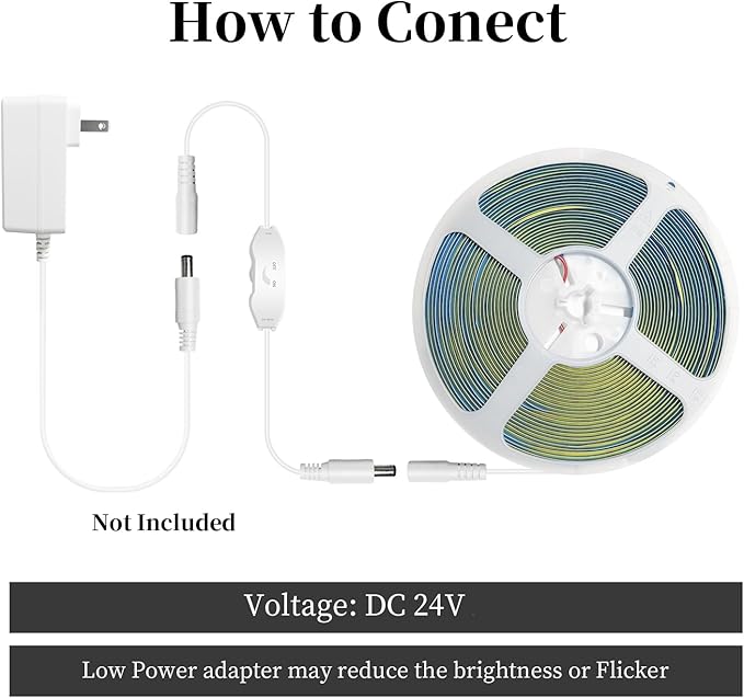 iNextStation 32.8ft/10M Bule COB LED Strip Light, DC24V CRI 93+ Bule Light Strip - Image 7