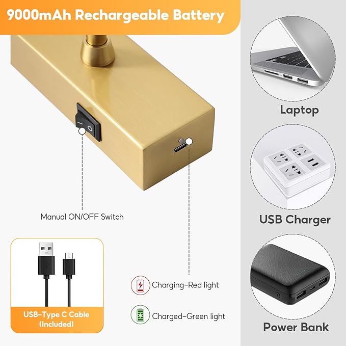 Picture Light for Wall Battery Operated, 9000mAh Wireless Wall Light for Display - Image 3