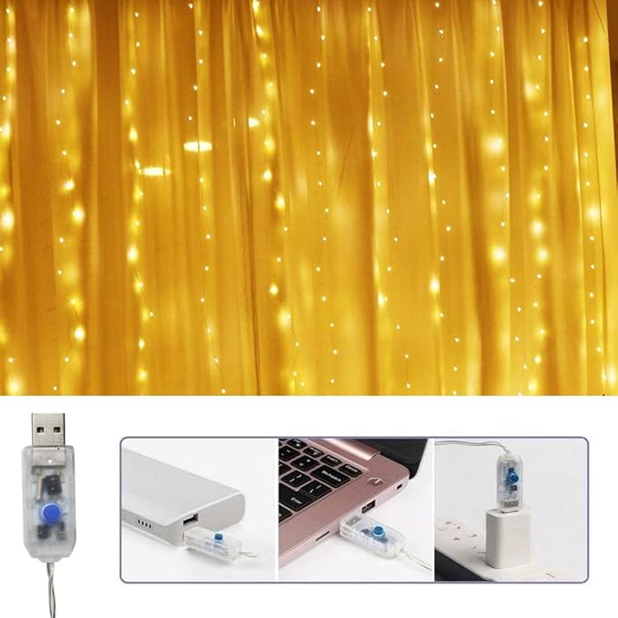 Curtain Lights 300 LED String Lights, Window Hanging Lights USB Powered 8 - Image 3