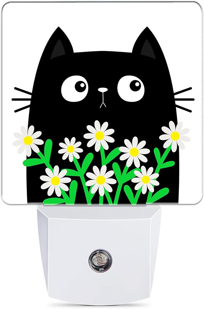 Cat Kitten Daisy Night Light, Camomile Bouquet Plug into Wall by JOPOWIDE