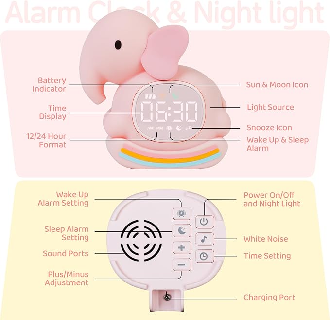 Alarm Clock for Kids with Night Light, Sleep Training Clock Time to Wake Clock - Image 9