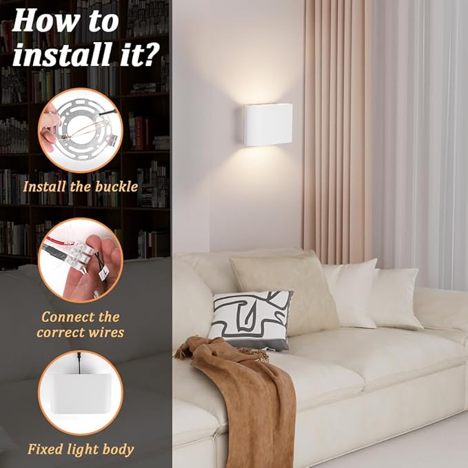 Aipsun Modern LED Wall Sconces Hardwired Interior Wall Lights 4 Packs Indoor - Image 4
