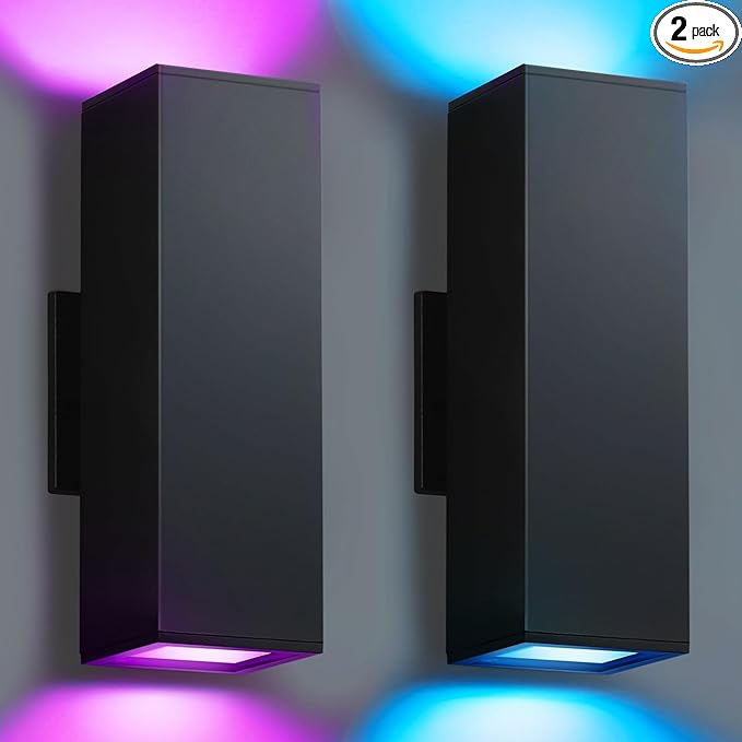 SHIMR Color Changing Outdoor Wall Lights 2 Pack, Ambiance Up and Down Lights by SHIMR