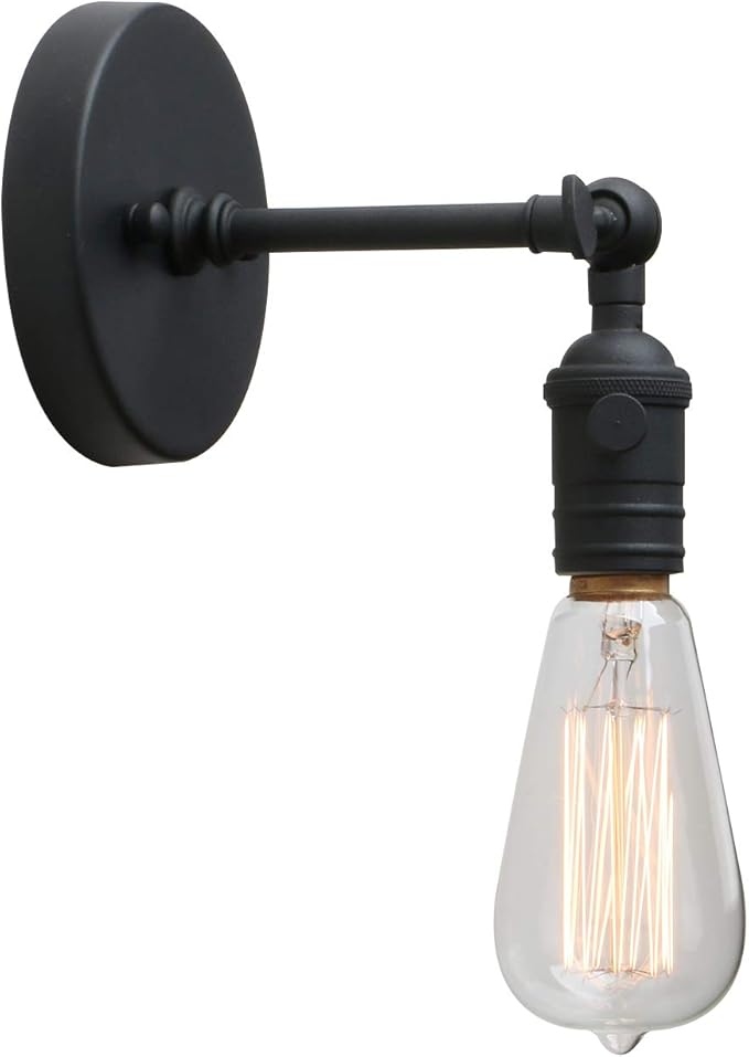 PERMO Vintage Industrial Pole Wall Mount Mini Single Sconce Metal Wall Sconces by PERMO