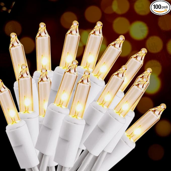 Christmas Lights 100 Count Mini Clear Lights 32ft White Wire Christmas Tree by HISHINY