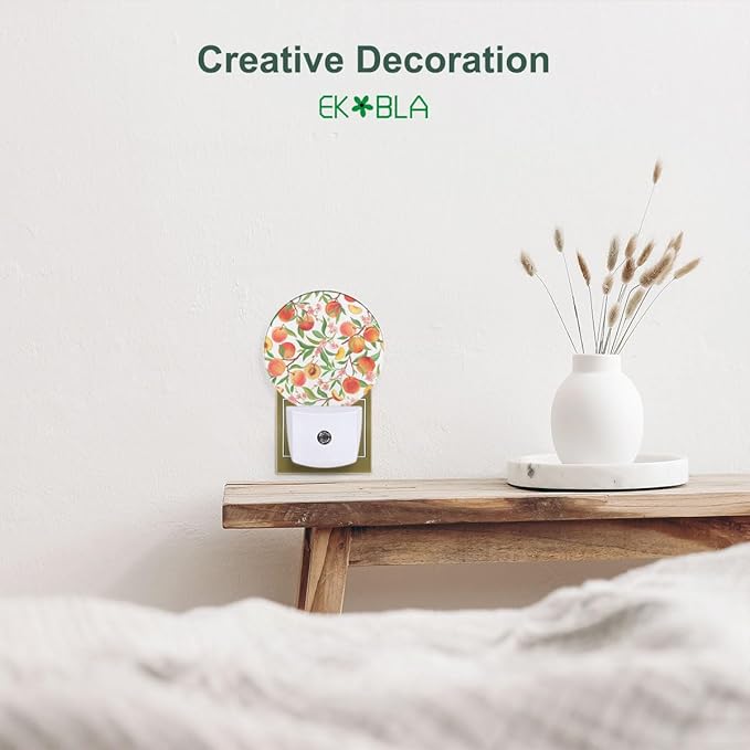EKOBLA Peach LED Night Light Vibrant Cute Fruits Bright Colorful Design Dusk to - Image 4