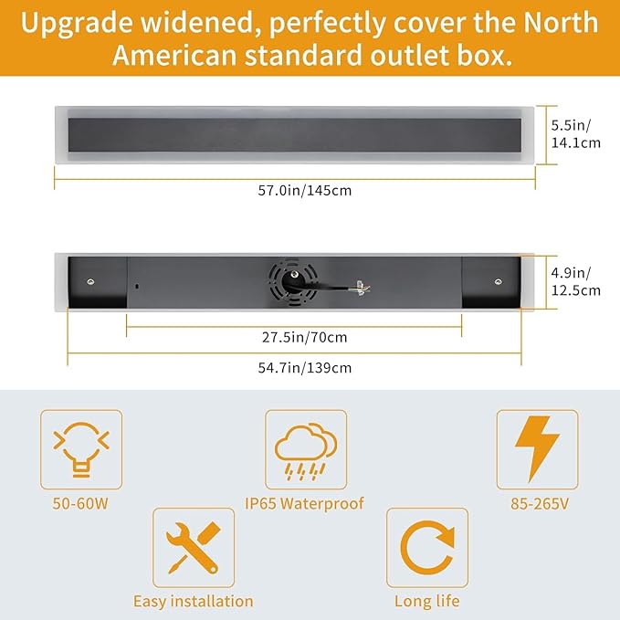 Upgrade Widened 2 Pack Long Outdoor LED Wall Light, 57inch Modern Minimalist - Image 3